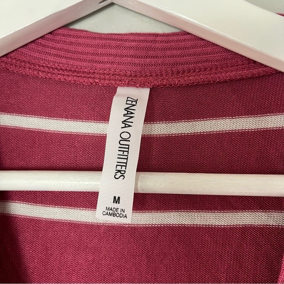 Zenana Outfitters Pink Striped Snap Up Cardigan Medium - Picture 6 of 7